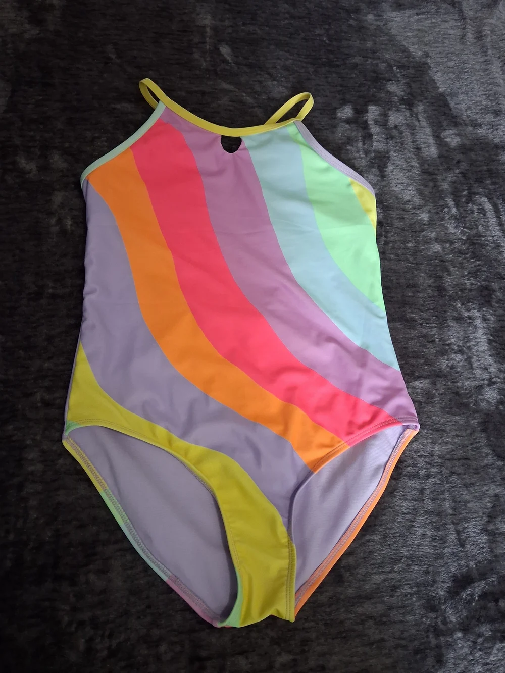 Wonder Nation 1piece Multicolor Wavy Striped Swimsuit Girls Size 10/12